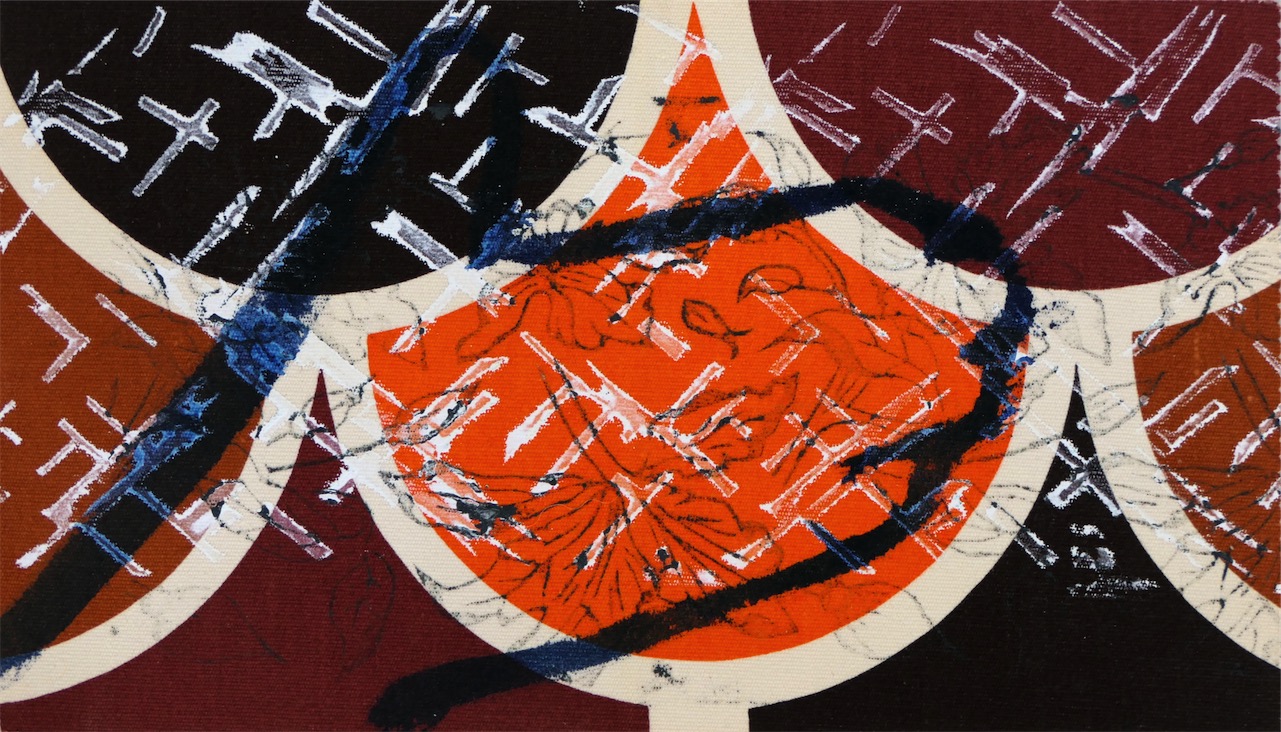 Main, 1981 acrylique sur tissu 17,3 x 30,2 cm
