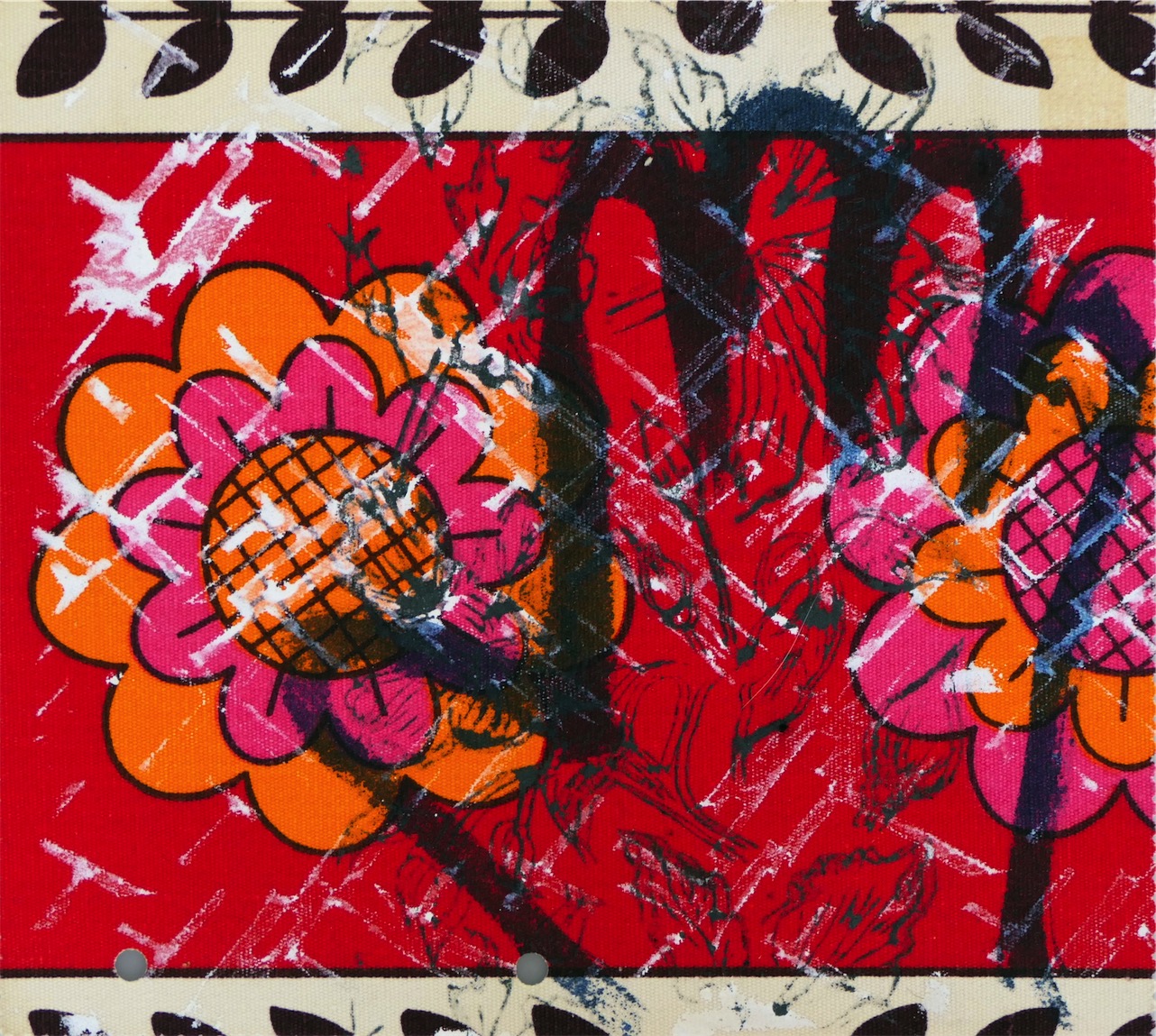 Main, 1981 acrylique sur tissu 21,1 x 23,4 cm