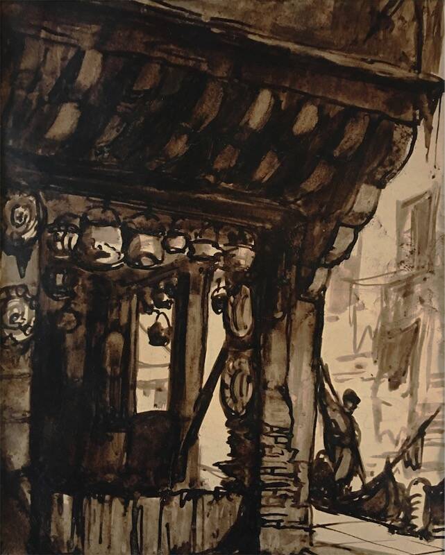 Sandkat4X4 Venise, encre et lavis dimensions à vue 34 x 27,5 cm