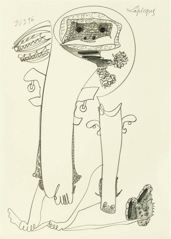 Sandkat4X4 Personnage, circa 1976 crayon sur papier 29,7 x 21 cm