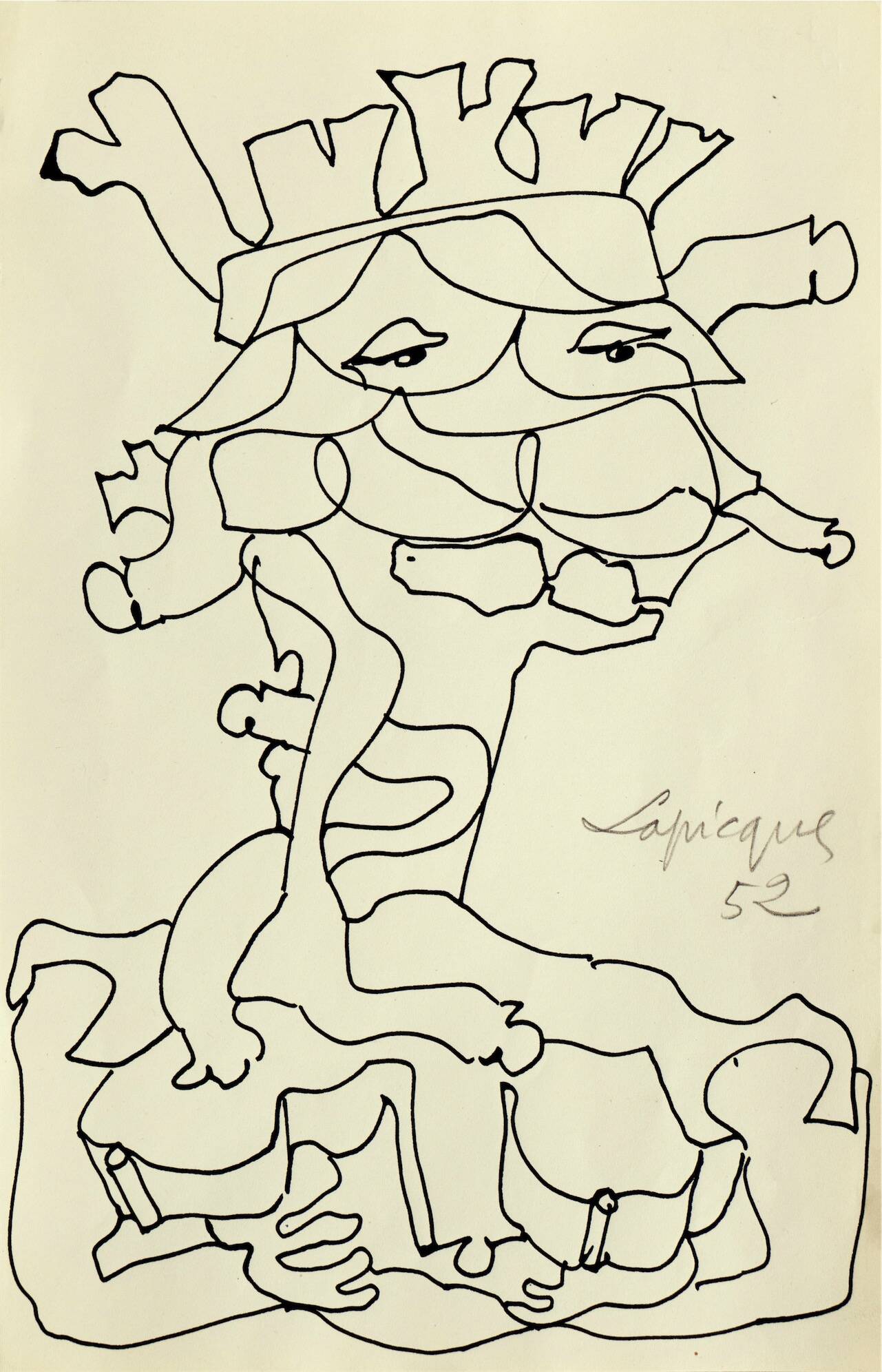Personnage, 1952 encre sur papier 21 x 13,5 cm