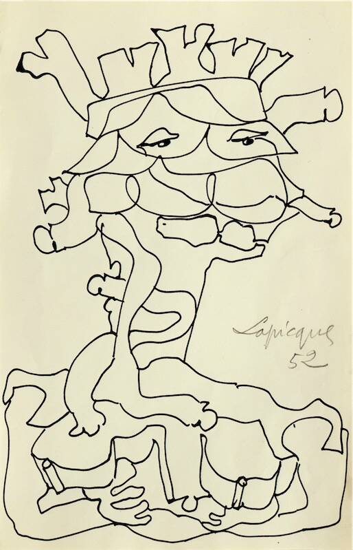 Sandkat4X4 Personnage, 1952 encre sur papier 21 x 13,5 cm