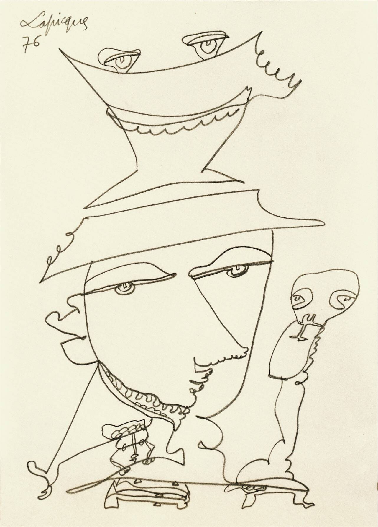 Personnages, 1976 crayon sur papier 29,7 x 21 cm