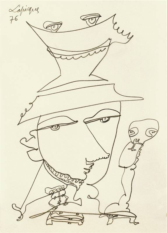 Sandkat4X4 Personnages, 1976 crayon sur papier 29,7 x 21 cm