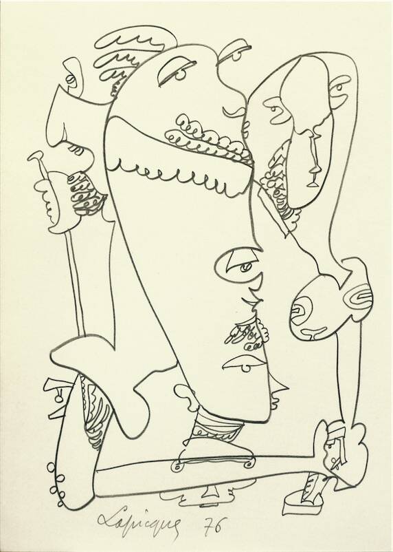 Sandkat4X4 Personnages, 1976 crayon sur papier 29,7 x 21 cm