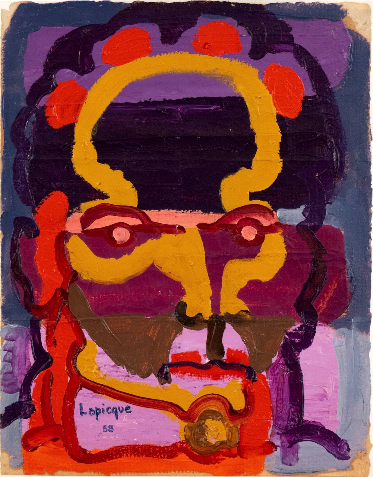 Tête de personnage biblique, 1958 huile sur papier marouflé sur toile 33 x 26,7 cm