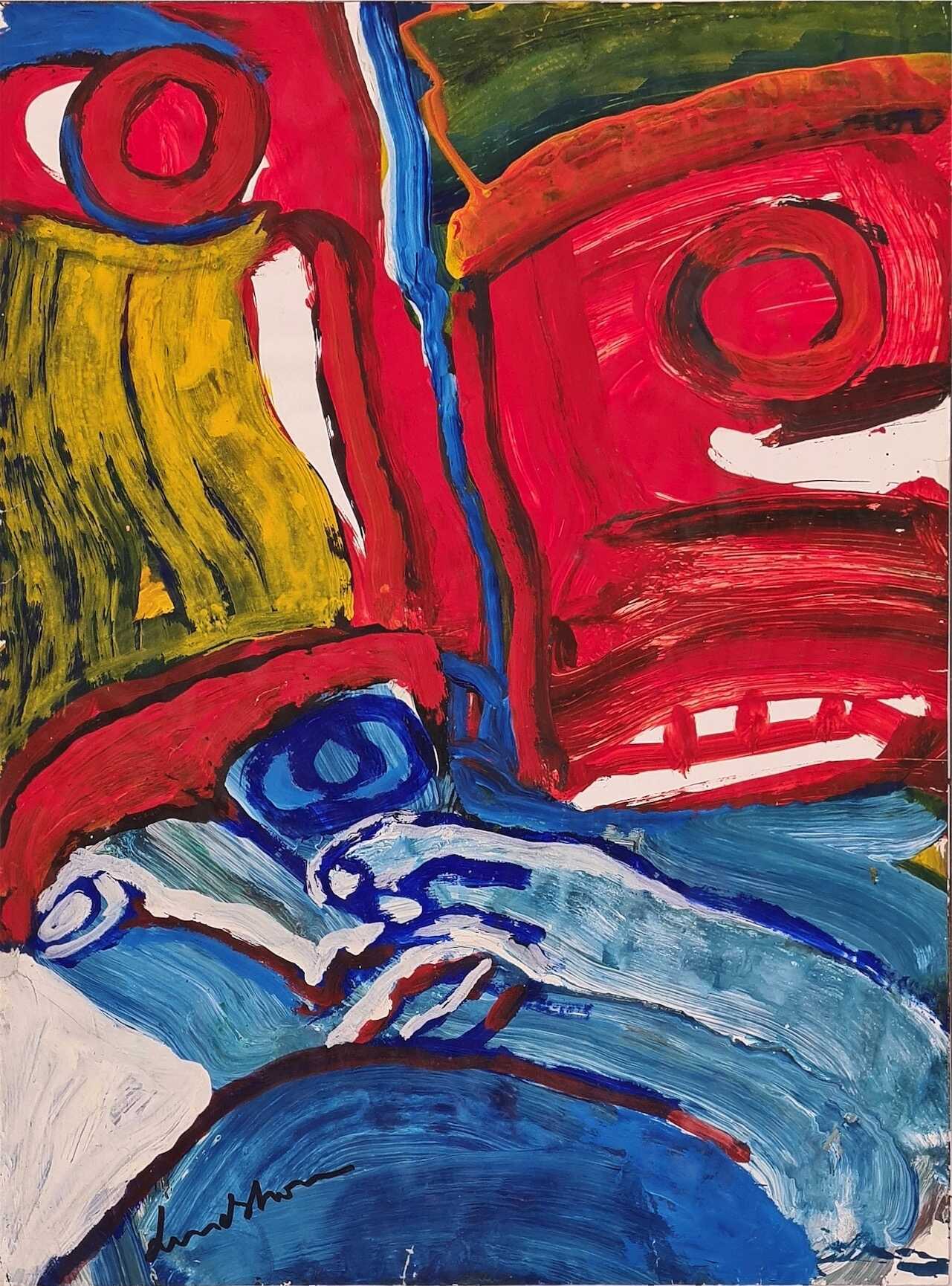 Sans titre, circa 1985-1990 technique mixte sur papier marouflée sur toile 75 x 56 cm 