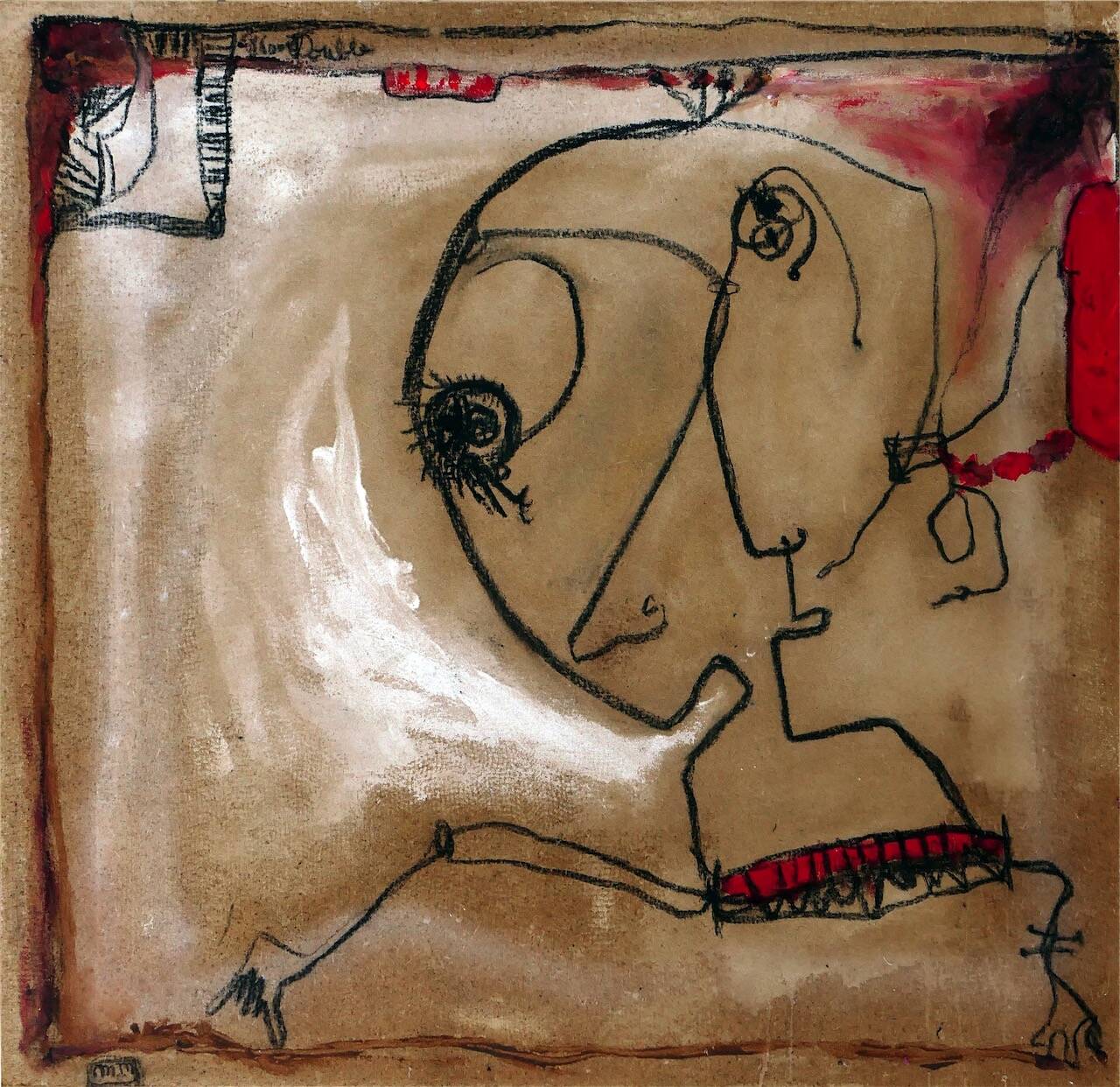 Mon double, 1988 acrylique et fusain sur isorel sur châssis 100,5 x 105,3 cm