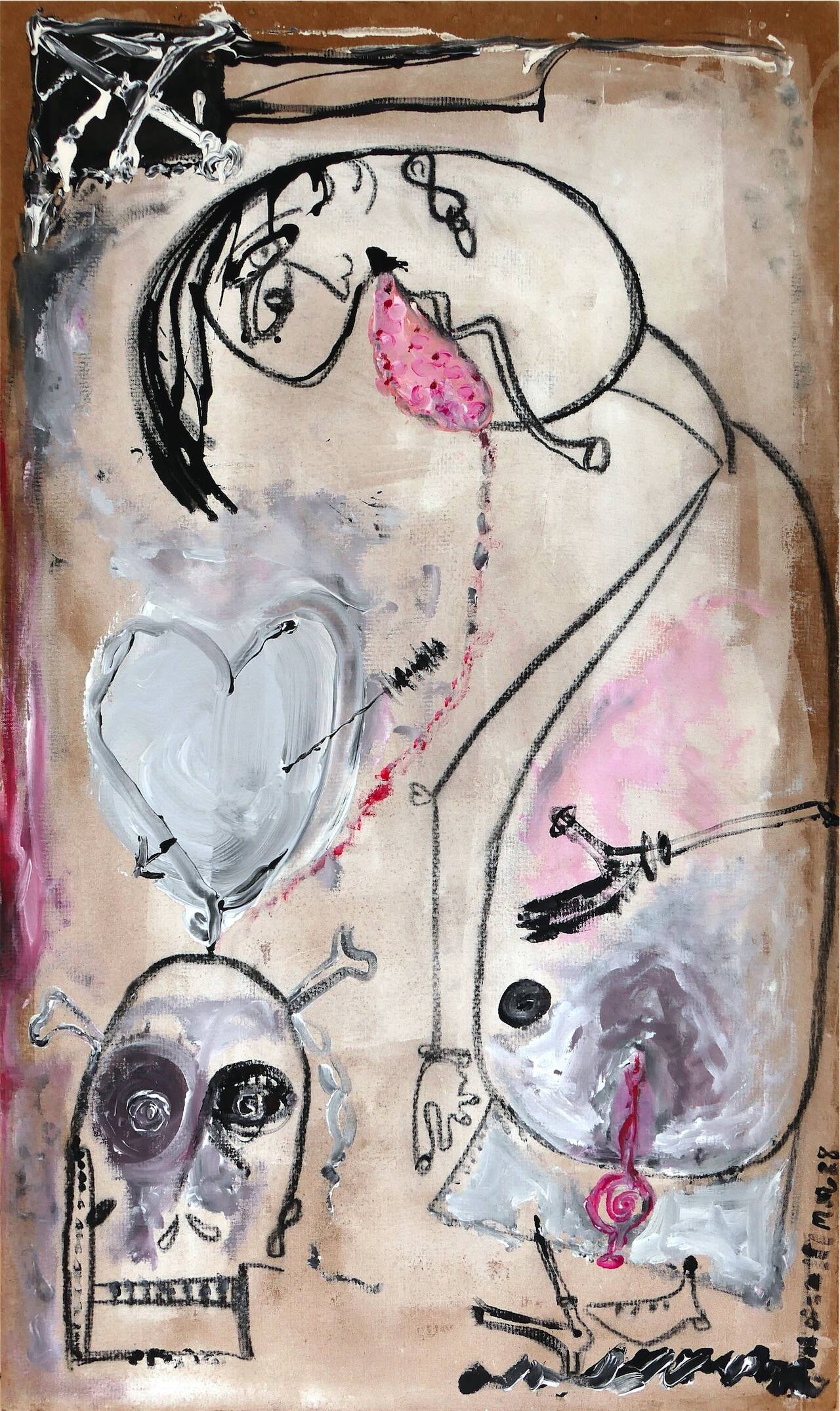 sans titre, 1988 acrylique et fusain sur isorel sur châssis 175 x 105,3 cm