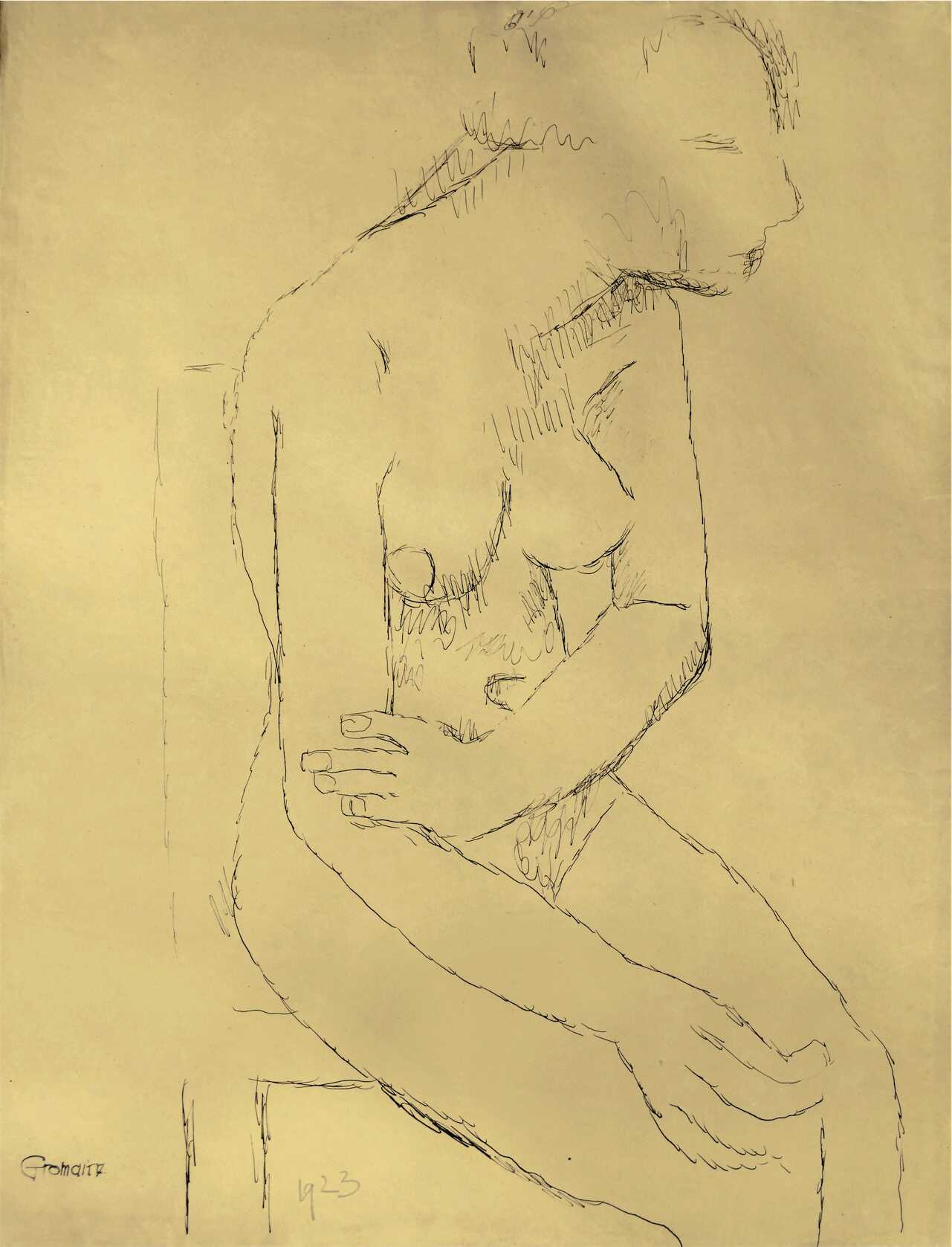 Nu 1923 encre de chine sur papier  64,5 x 50 cm