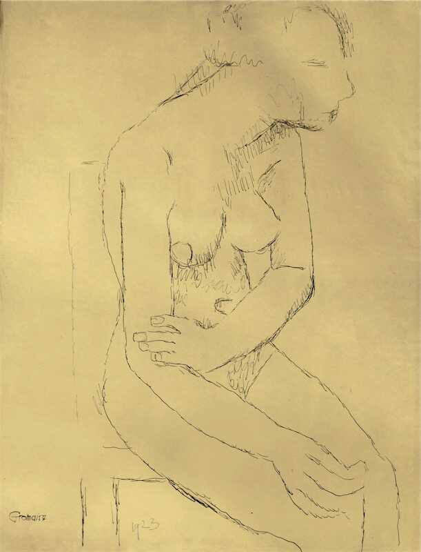 Sandkat4X4 Nu 1923 encre de chine sur papier  64,5 x 50 cm