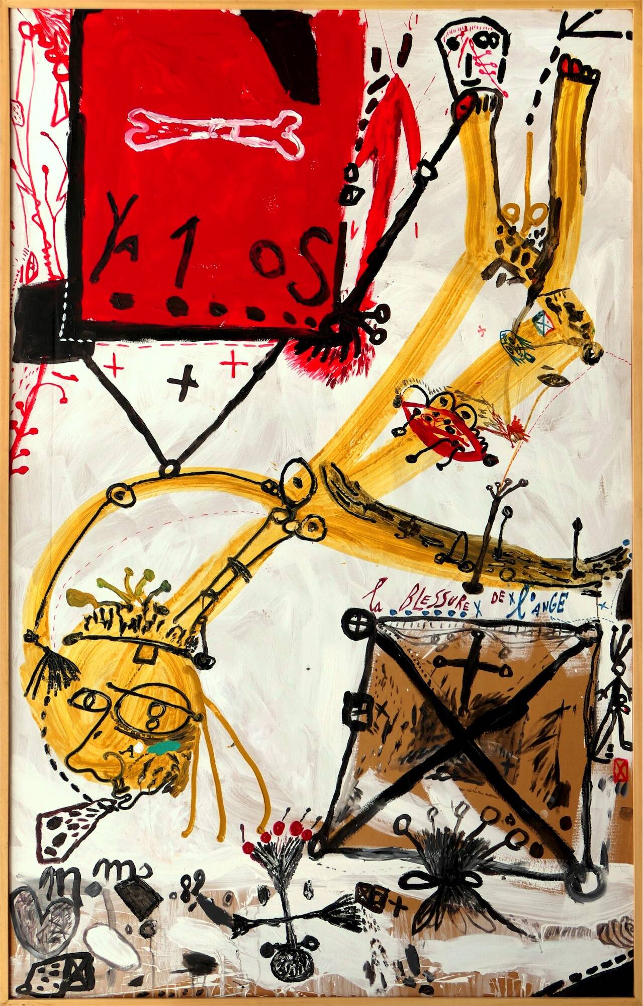 la blessure de l'ange, 1989 acrylique sur carton  marouflé sur toile 207,5 x 128 cm