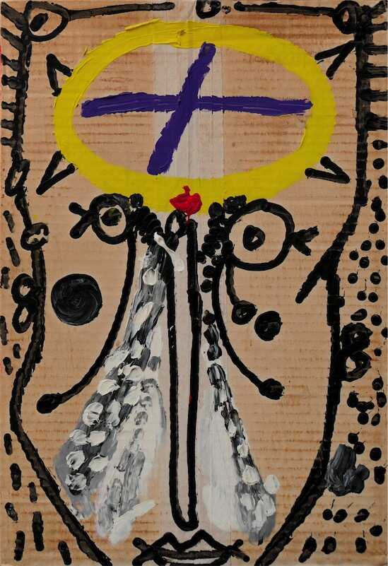 Sandkat4X4 Sans titre, 1988 acrylique sur carton 50 x 34 x 12 cm