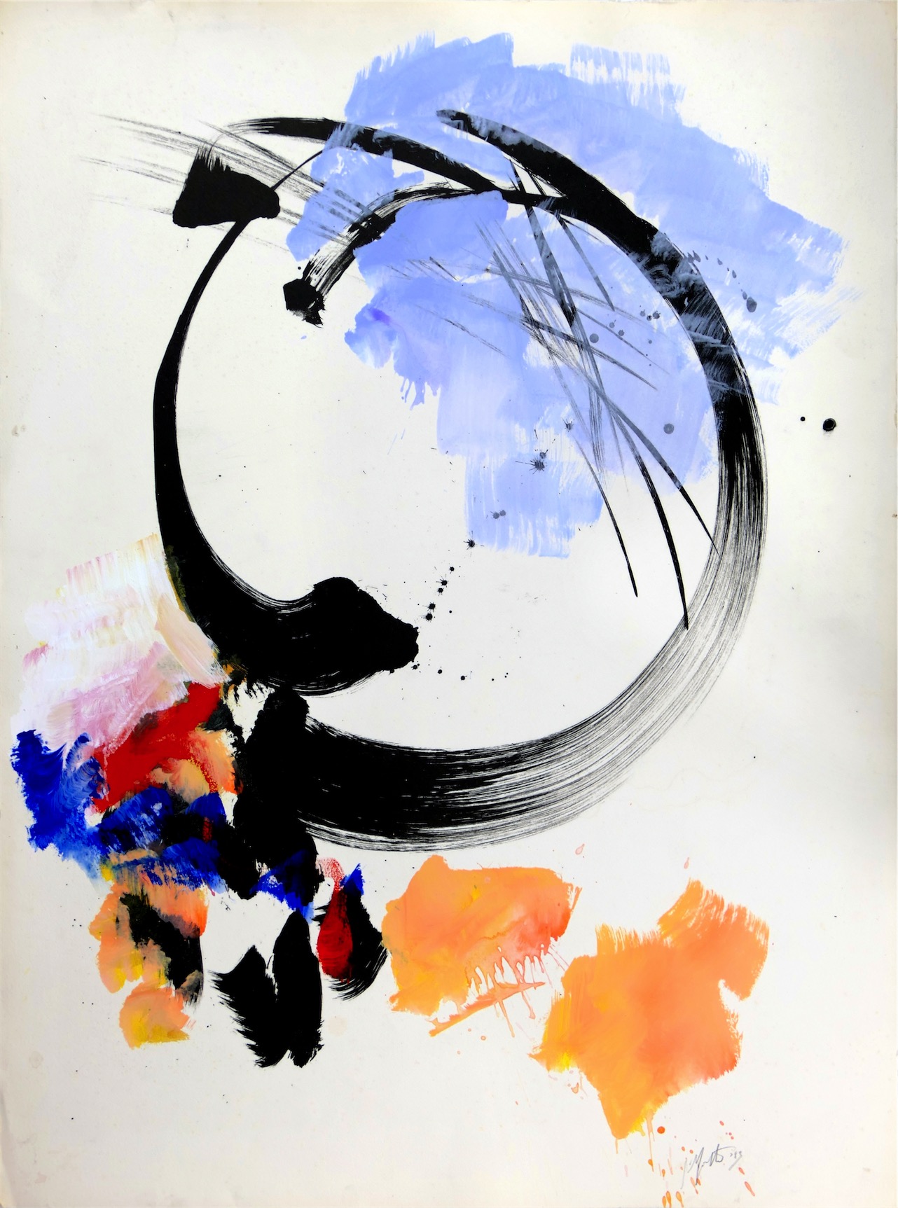 Sans titre 1985, acrylique et gouache sur papier marouflé sur toile 76 x 56 cm