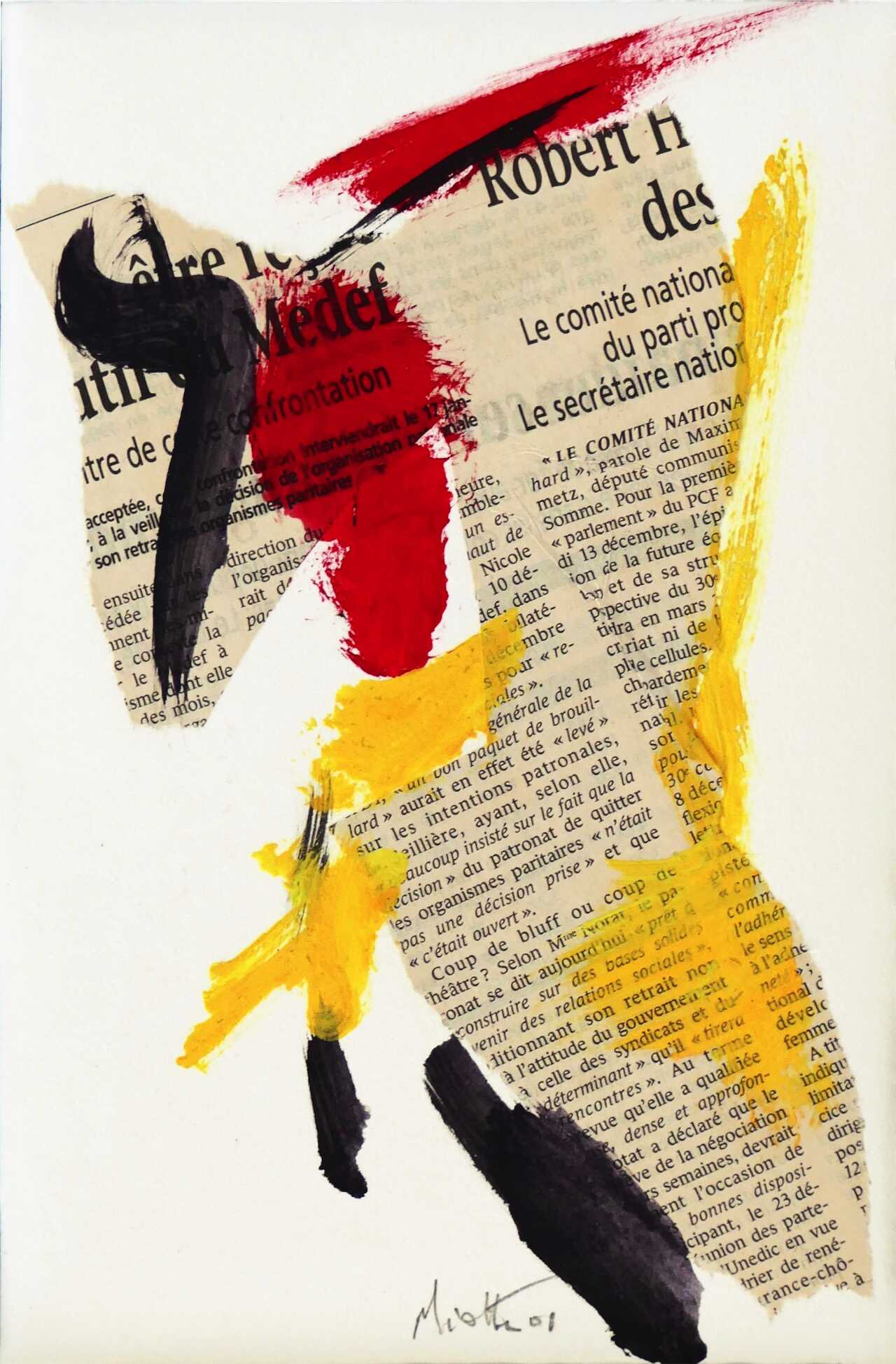 Sans titre, acrylique et collage sur papier marouflé sur toile 2001 22,2 x 14,4 cm