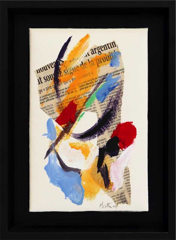 Sandkat4X4 Sans titre, acrylique et collage sur papier marouflé sur toile 2001 22,2 x 14,5 cm