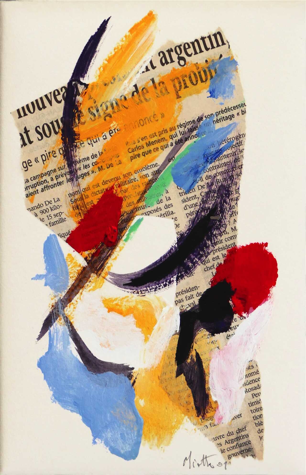 Sans titre, acrylique et collage sur papier marouflé sur toile 2001 22,2 x 14,5 cm