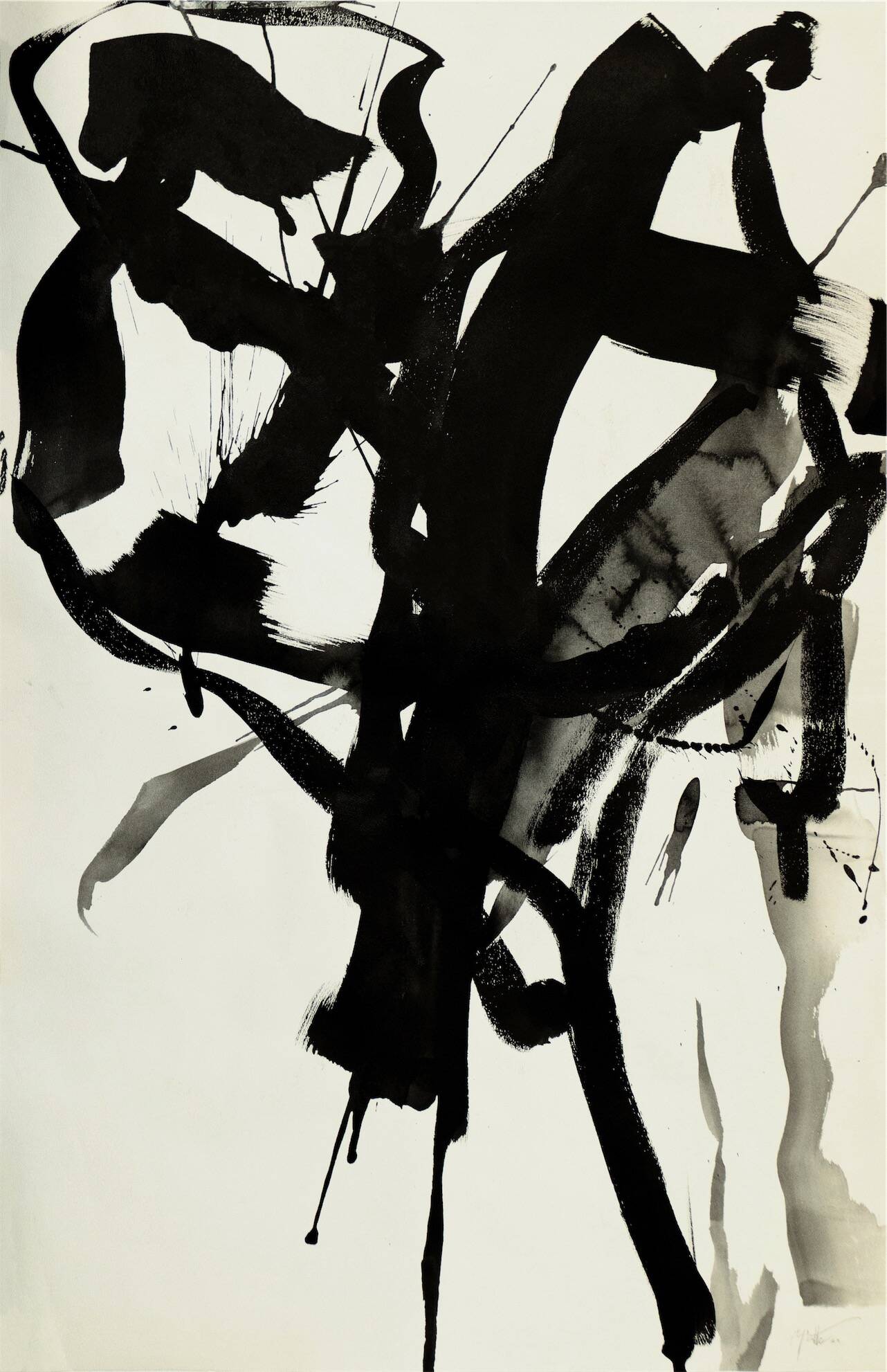 Sans titre, 1960 encre et lavis sur papier marouflé sur toile 101,2 x 65,6 cm