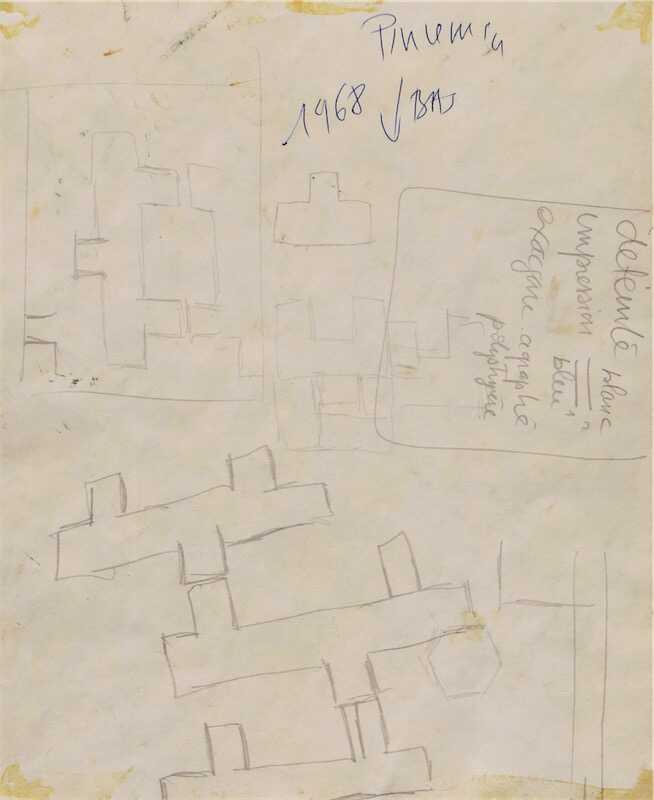 Sandkat4X4 grenades sur fond blanc 1967-1968 crayon sur papier 25 x 25 cm