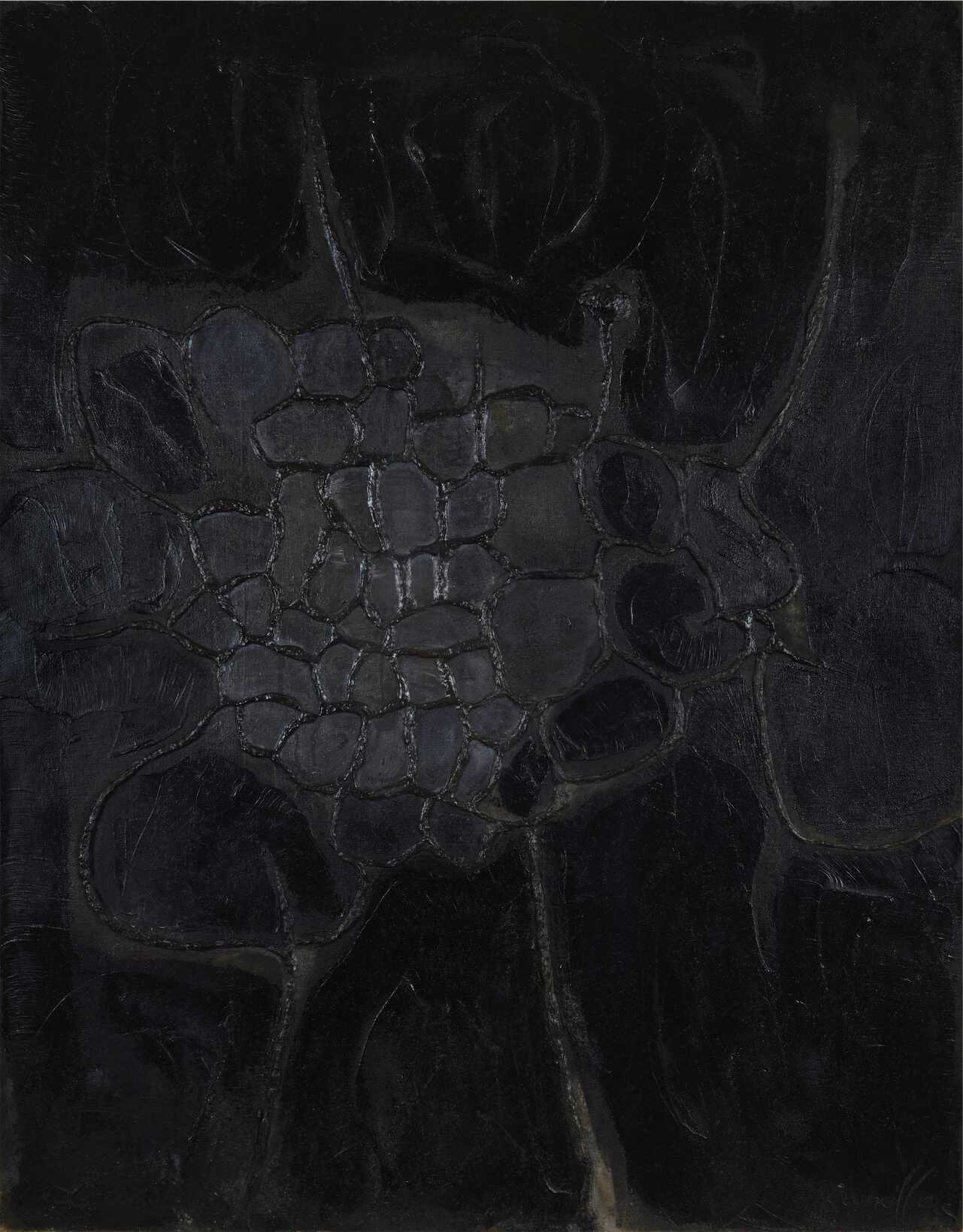 La puce - Réseau noir plombé, 1960 huile et faserit sur toile 146 x 114 cm 