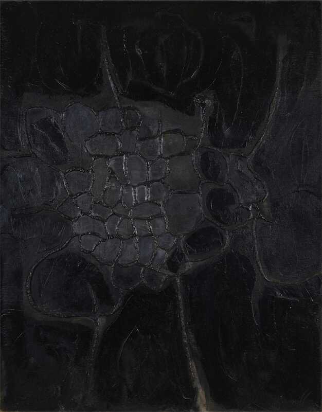 Sandkat4X4 La puce - Réseau noir plombé, 1960 huile et faserit sur toile 146 x 114 cm 