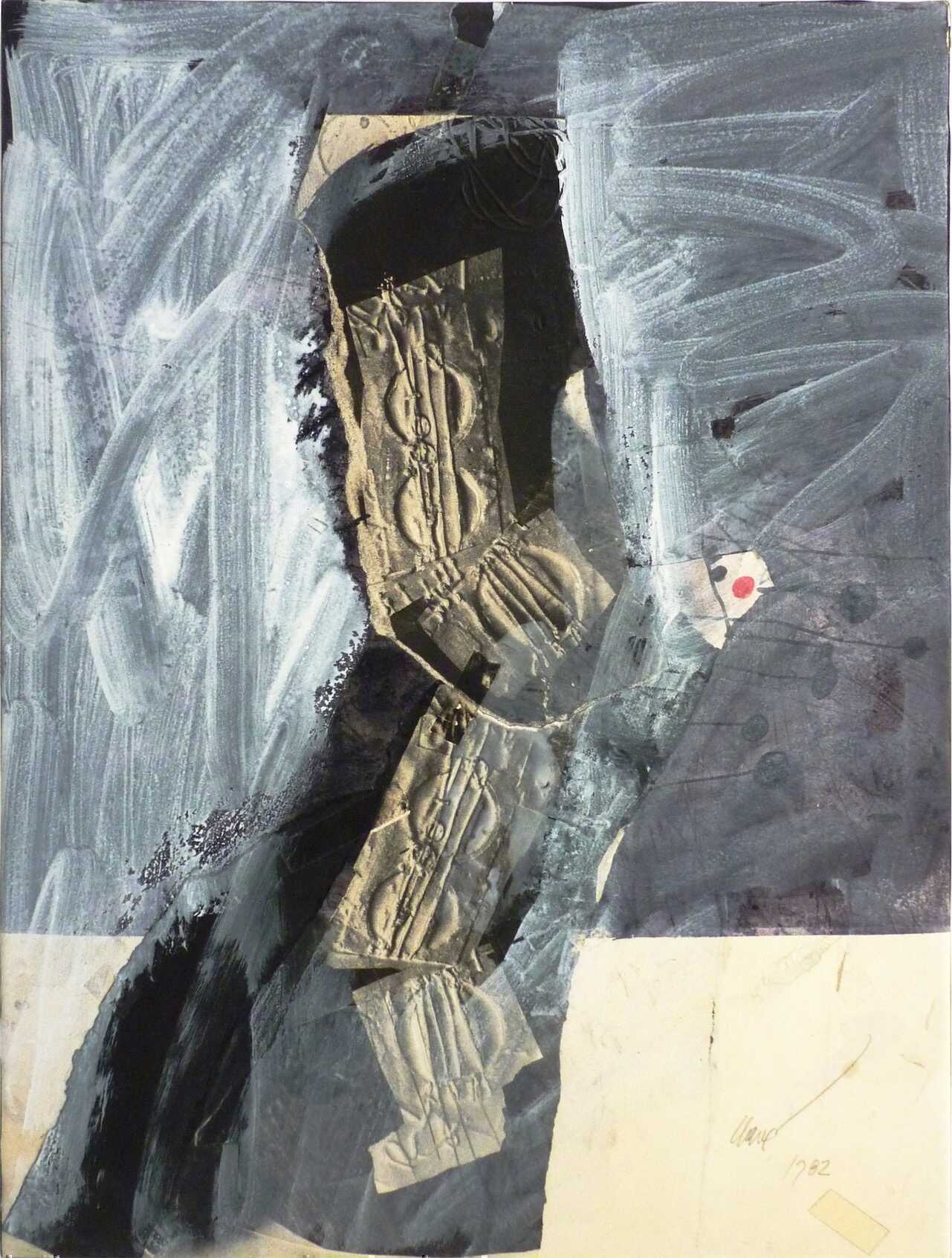 Instrument étrange, 1982 encre, gouache et collage sur papier 76 x 56 cm
