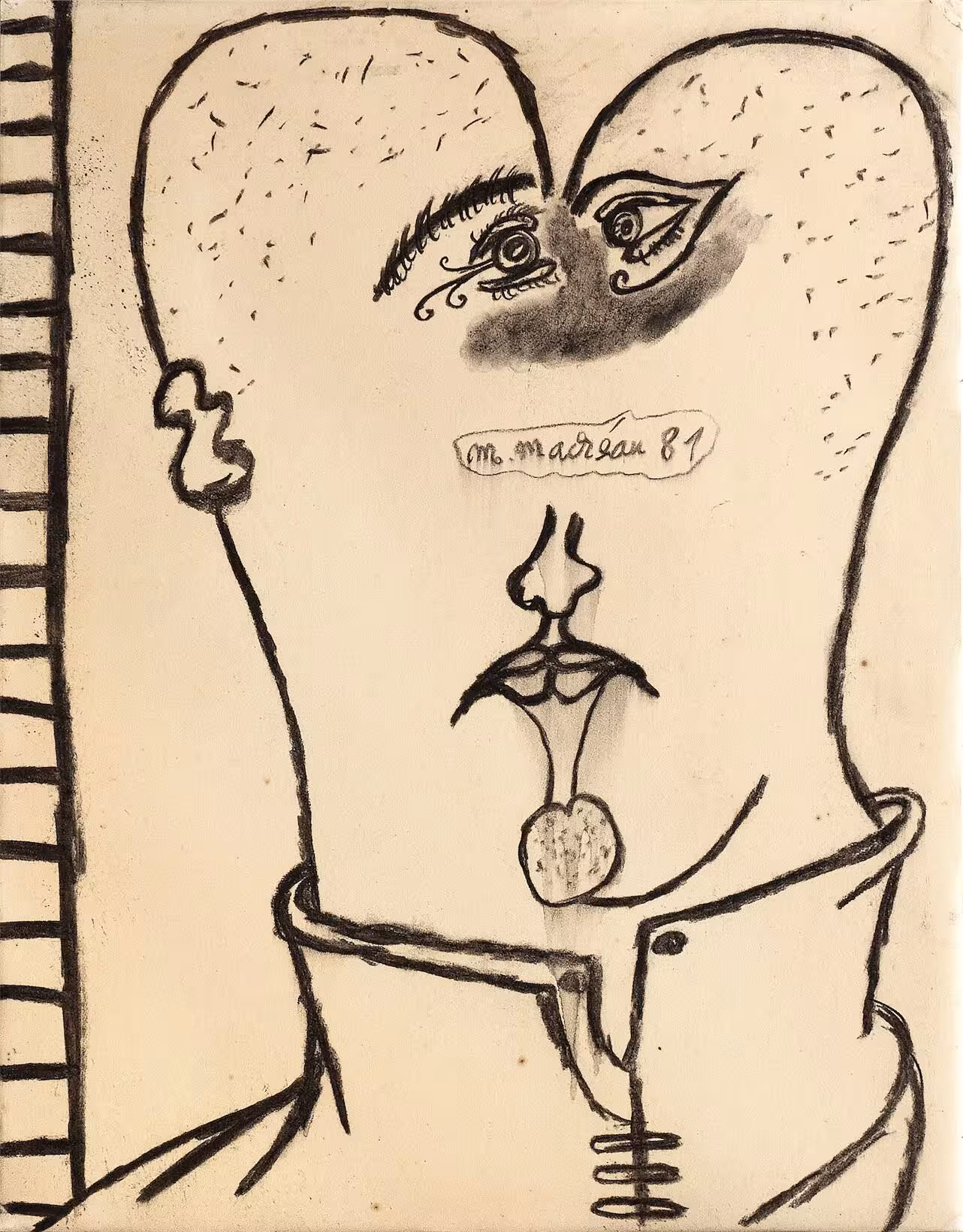 couple 1981 fusain sur papier marouflé sur toile 64 x 50 cm